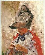 Carl Larsson karin i stor hatt oil painting on canvas